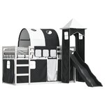 vidaXL Lit superposé sans matelas avec toboggan blanc noir 90x190 cm