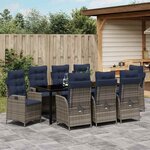 vidaXL Ensemble de salle à manger pour jardin 9 Pièces Gris et Noir Rotin