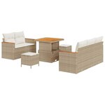 vidaXL Ensemble de canapé de jardin 8 Pièces Beige Poly rotin
