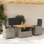 vidaXL Ensemble à manger jardin 4Pièces et coussins Gris Résine tressée