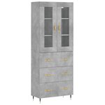 vidaXL Buffet haut Gris béton 69 5x34x180 cm Bois d'ingénierie