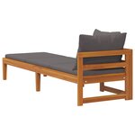vidaXL Chaise longue avec 1 accoudoir Gris foncé Bois d'acacia solide