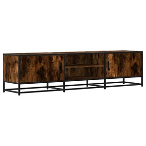 vidaXL Meuble TV chêne fumé 160x35x41 cm bois d'ingénierie et métal