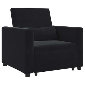 vidaXL Canapé-lit escamotable simple Noir 90 x 165 x 87 cm Velours