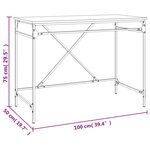 vidaXL Bureau sonoma gris 100x50x75 cm bois d'ingénierie et fer