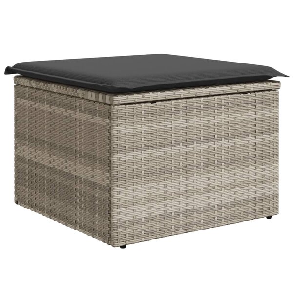 vidaXL Tabouret de jardin coussin gris clair 55x55x37cm résine tressée