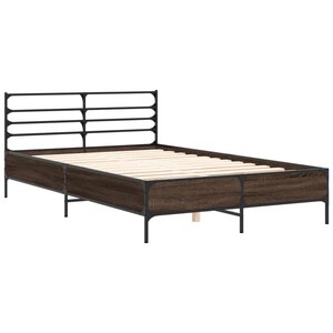 vidaXL Cadre de lit chêne marron 140x190 cm bois d'ingénierie et métal