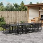 vidaXL Ensemble à manger de jardin 15 Pièces noir résine tressée