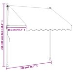 vidaXL Auvent rétractable crème 200x150 m tissu et acier