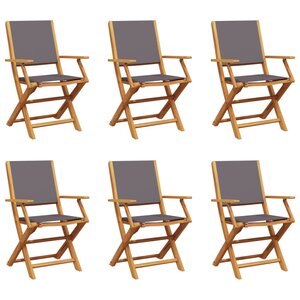 vidaXL Chaises de jardin pliantes lot de 6 tissu et bois massif