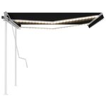 vidaXL Auvent manuel rétractable avec LED 4 5x3 5 m Anthracite