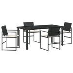 vidaXL Ensemble de Salle à Manger de Jardin 5 Pièces avec Coussins Noir Rotin Synthétique