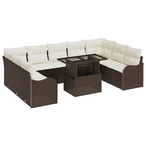 vidaXL Ensemble de canapé de jardin 10 Pièces Marron 100 x 55 x 73 cm