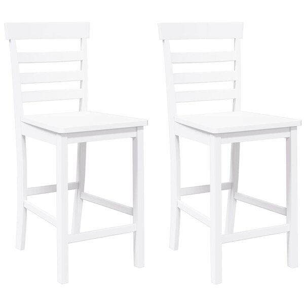 VidaXL Tabourets de bar 2 Pièces blanc bois massif d'hévéa