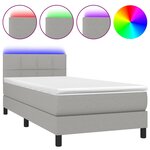 vidaXL Sommier à lattes de lit avec matelas et LED Gris clair 90x200cm