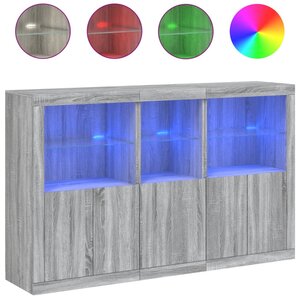 vidaXL Buffet avec lumières LED sonoma gris 162x37x100 cm