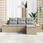 vidaXL Ensemble de canapé de jardin 4 Pièces Beige et Gris clair