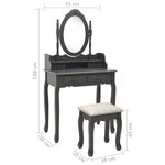 vidaXL Ensemble de coiffeuse avec tabouret Gris 75x69x140 cm Paulownia