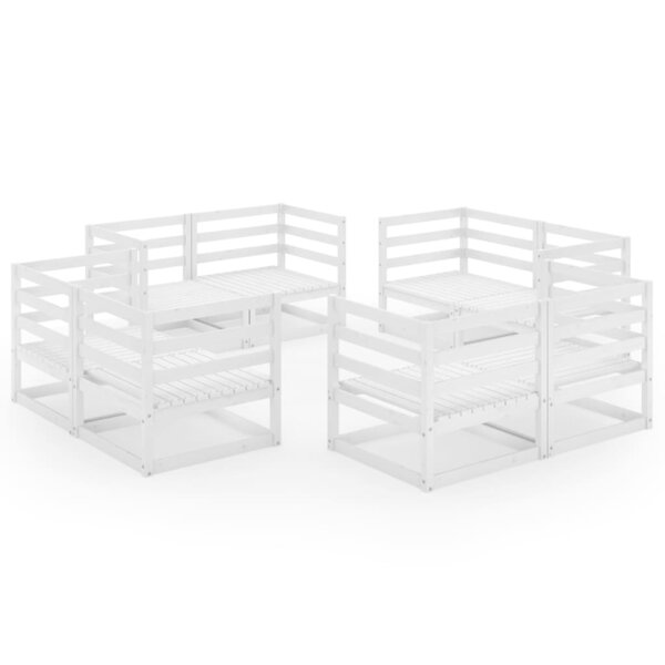 Salon de jardin meuble d'extérieur ensemble de mobilier 8 pièces blanc bois de pin massif 02_0017788