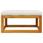 vidaXL Repose-pied avec coussin blanc crème Bois d'acacia massif