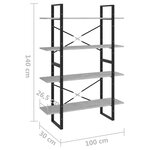 vidaXL Bibliothèque à 4 niveaux gris béton bois d'ingénierie