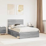 vidaXL Cadre de lit Gris Sonoma 135 x 190 cm Pin massif