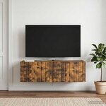 vidaXL Meuble TV mural 98 x 41 x 30 cm Chêne fumé Bois d'ingénierie