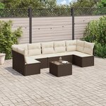 vidaXL Salon de jardin 8 Pièces avec coussins marron résine tressée