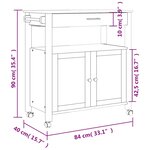 vidaXL Chariot de cuisine MONZA 84x40x90 cm bois massif de pin