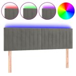vidaXL Tête de lit à LED Gris clair 144x5x78/88 cm Velours