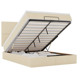 VidaXL Cadre de lit ottoman avec matelas crème 140x200 cm tissu