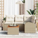 vidaXL Ensemble de canapé de jardin 5 Pièces Beige et blanc