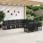 vidaXL Ensemble de canapés d'extérieur 11 Pièces Noir et Gris foncé