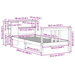 vidaXL Lit bibliothèque sans matelas blanc 90x200cm bois de pin massif