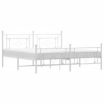 vidaXL Cadre de lit métal avec tête de lit/pied de lit blanc 183x213cm