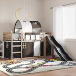 vidaXL Lit superposé sans matelas avec toboggan blanc noir 90x200 cm