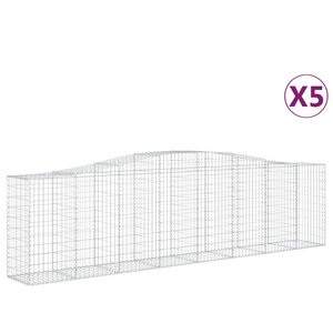 vidaXL Paniers à gabions arqués 5 Pièces 400x50x100/120 cm Fer galvanisé