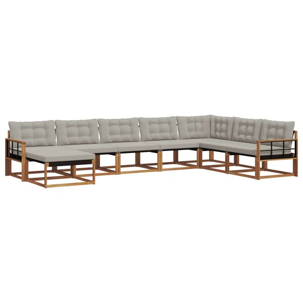 vidaXL Ensemble de canapés d'extérieur 8 pc Gris Naturel et Clair