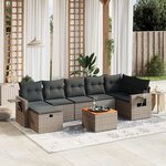 vidaXL Salon de jardin 8 Pièces avec coussins gris résine tressée