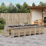 vidaXL Ensemble à manger de jardin et coussins 17 Pièces beige