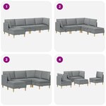 vidaXL Canapé modulaire avec rangement 5 Pièces Gris clair Tissu