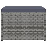vidaXL Tabouret de jardin avec coussin Gris Résine tressée
