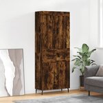 vidaXL Buffet haut Chêne fumé 69 5x34x180 cm Bois d'ingénierie