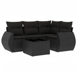 vidaXL Salon de jardin 5 Pièces avec coussins noir résine tressée