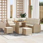 vidaXL Ensemble de canapé de jardin 8 Pièces Beige Poly rotin
