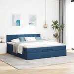 VidaXL Cadre de lit ottoman avec matelas bleu 200x200 cm tissu