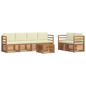 vidaXL Ensemble de canapés d'extérieur 7 pc Naturel et Crème