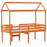 vidaXL Lit haut avec toit cire marron 90x200 cm bois de pin massif
