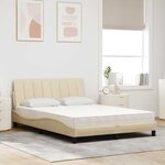 vidaXL Lit avec matelas Hanko crème 120x200 cm tissu