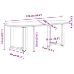 vidaXL Table à manger 220x100x74 cm bois de chêne massif ovale
